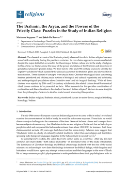 Puzzles in the Study of Indian Religion