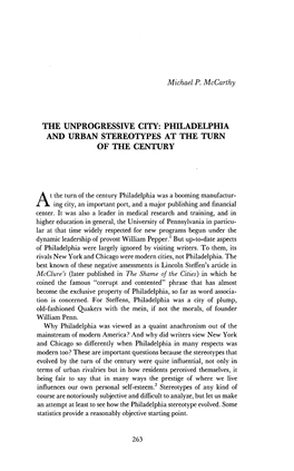 Philadelphia and Urban Stereotypes at the Turn of the Century