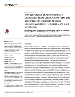 RNA-Seq Analysis of Abdominal Fat in Genetically Fat and Lean Chickens
