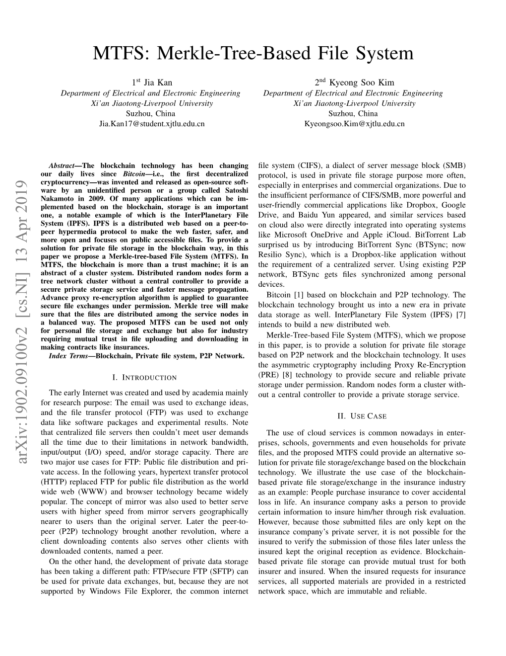 MTFS: Merkle-Tree-Based File System