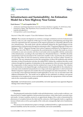 Infrastructures and Sustainability: an Estimation Model for a New Highway Near Genoa