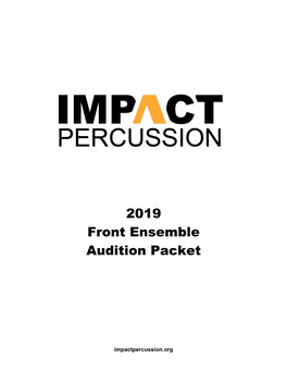 2019 IMPACT Percussion Front Ensemble Packet