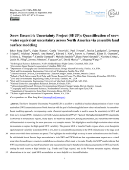 Snow Ensemble Uncertainty Project (SEUP)