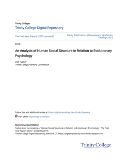 An Analysis of Human Social Structure in Relation to Evolutionary Psychology