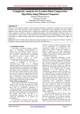 Complexity Analysis of a Lossless Data Compression Algorithm Using