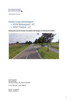 Studie Wegverbindingen: N358 Buitenpost – A7 N369 Twijzel – A7