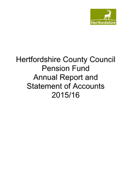 Hertfordshire County Council Pension Fund Annual Report and Statement of Accounts 2015/16