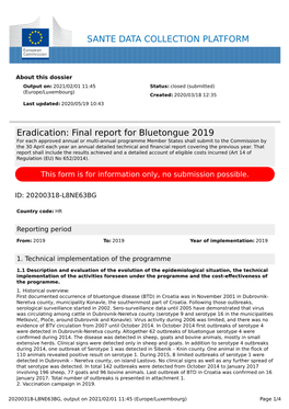 Final Report for Bluetongue 2019