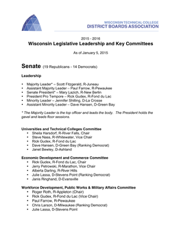 Wisconsin Legislative Leadership and Key Committees