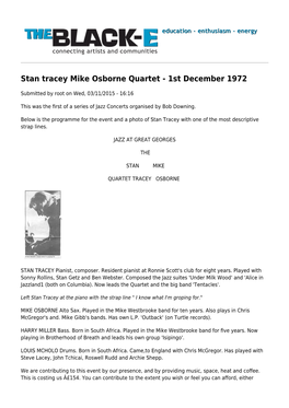 Stan Tracey Mike Osborne Quartet - 1St December 1972