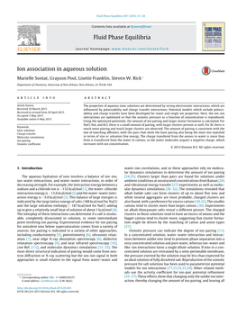 Ion Association in Aqueous Solution