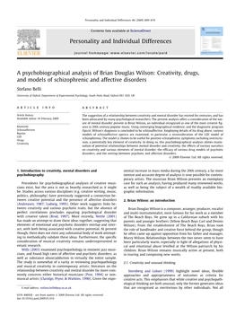 A Psychobiographical Analysis of Brian Douglas Wilson: Creativity, Drugs, and Models of Schizophrenic and Affective Disorders