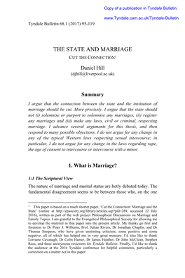 The State and Marriage Cut the Connection1