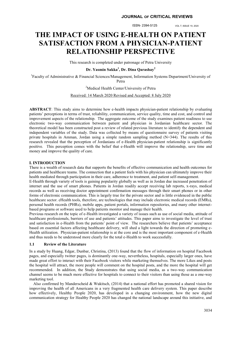 The Impact of Using E-Health on Patient Satisfaction from a Physician-Patient Relationship Perspective