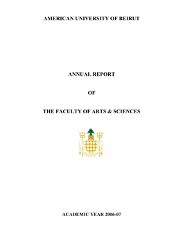 American University of Beirut Annual Report of the Faculty of Arts & Sciences