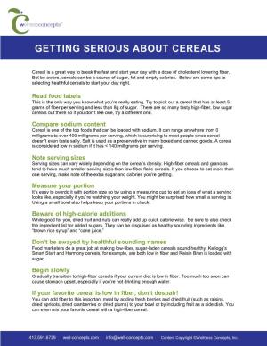 Getting Serious About Cereals