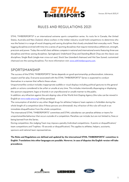 Rules and Regulations 2021 Sportsmanship