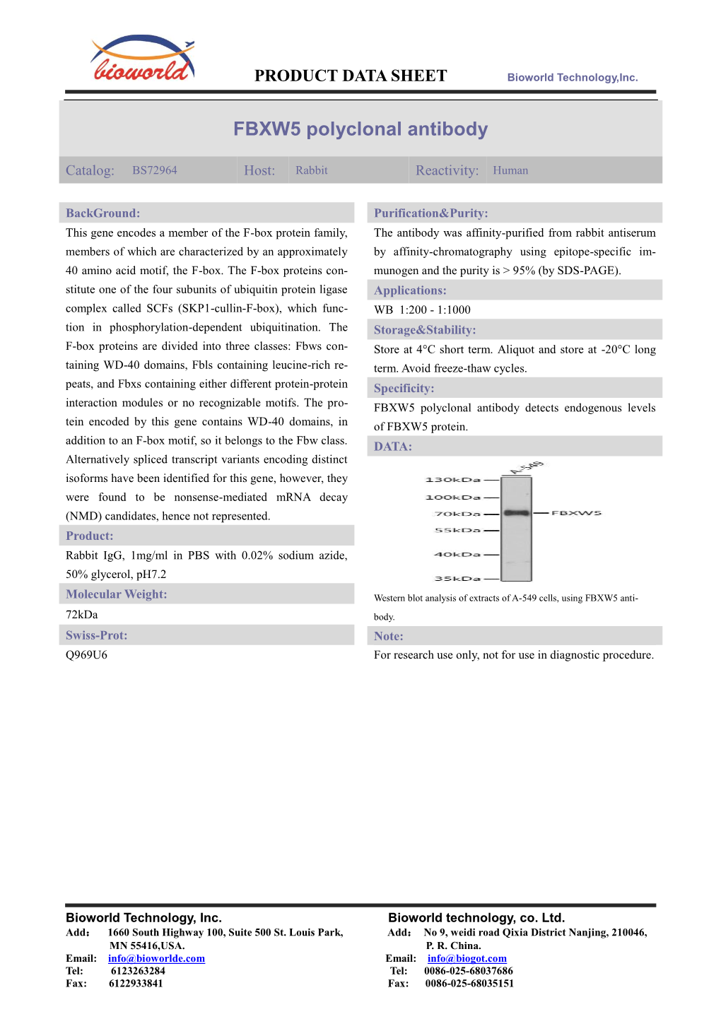 FBXW5 Polyclonal Antibody