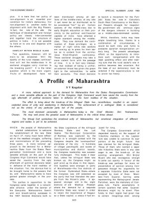 A Profile of Maharashtra S V Kogekar