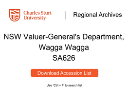 Department of Valuer General, Wagga Wagga SA626 ------BOX 1