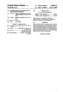 United States Patent (19) 11 Patent Number: 4,594,171 Horodysky Et Al