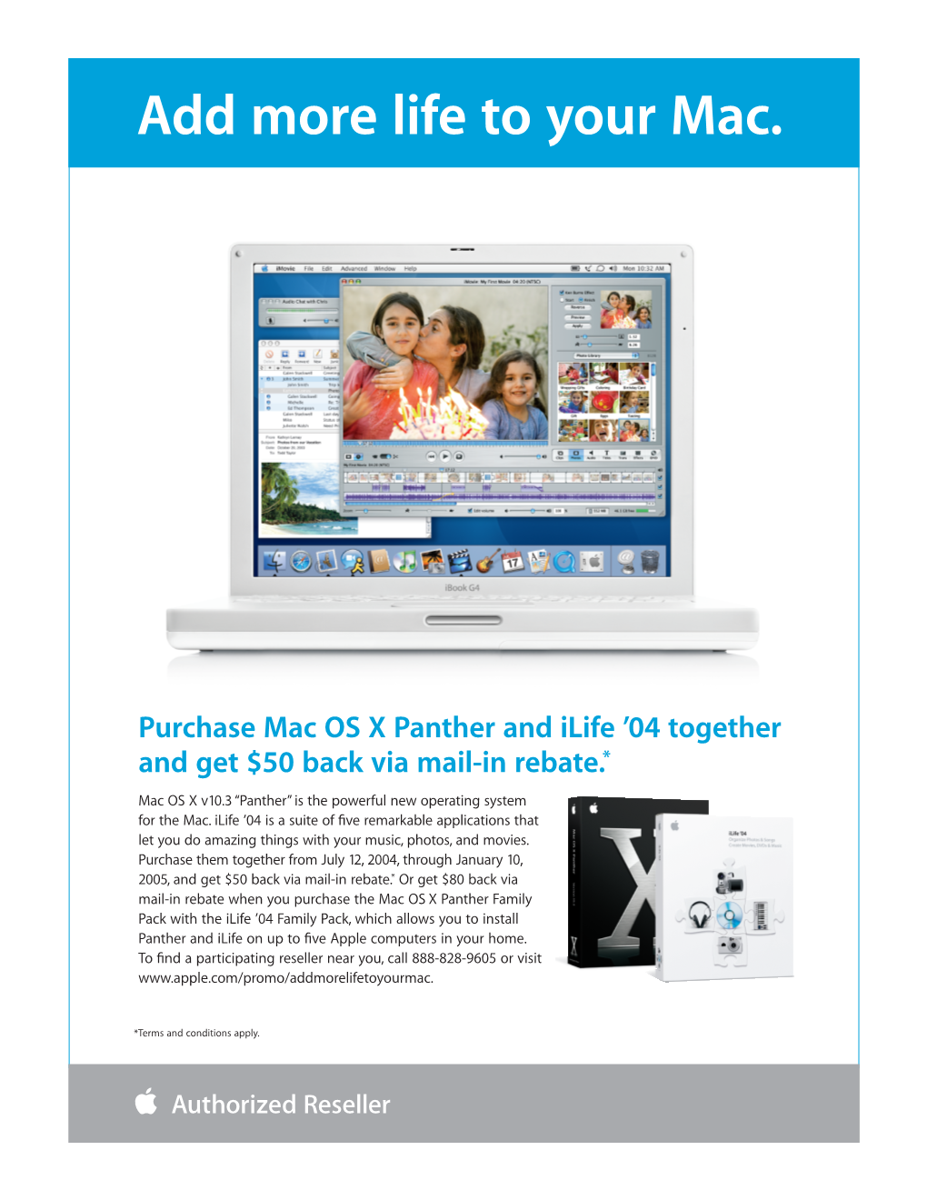 Add More Life to Your Mac. Purchase Mac OS X Panther and Ilife