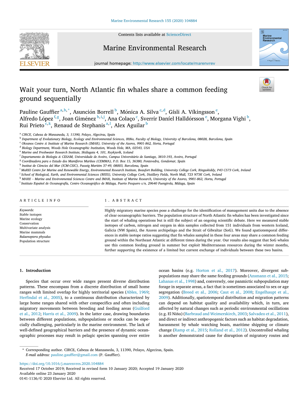 Wait Your Turn, North Atlantic Fin Whales Share a Common Feeding Ground Sequentially