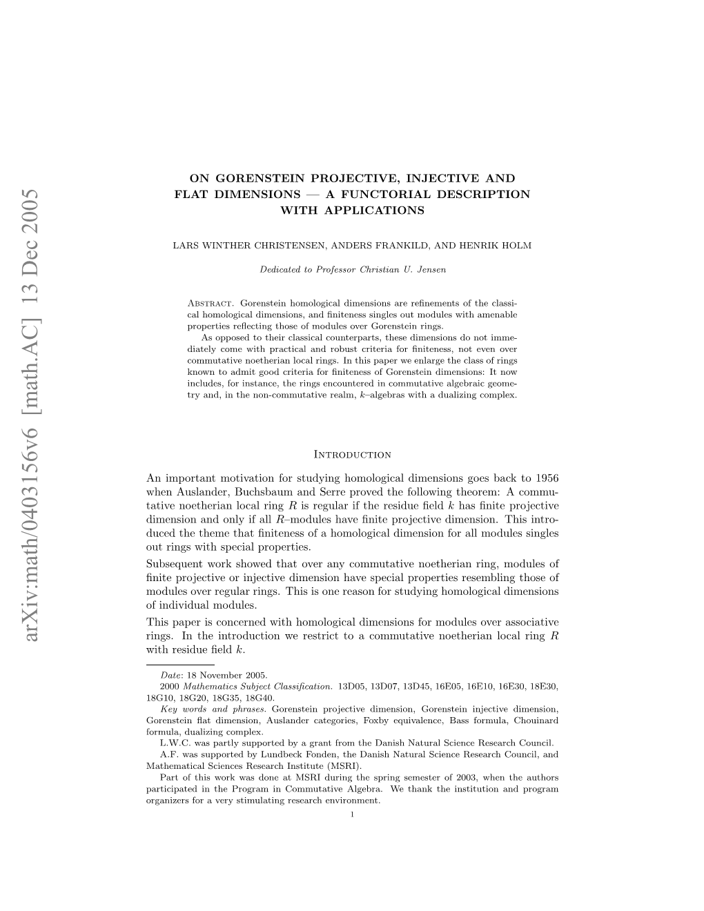 Arxiv:Math/0403156V6