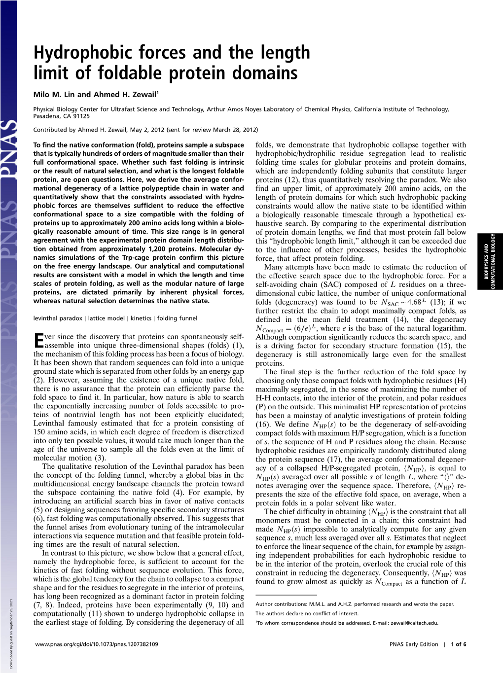 Hydrophobic Forces and the Length Limit of Foldable Protein Domains