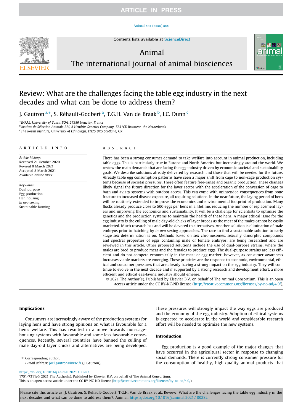 What Are the Challenges Facing the Table Egg Industry in the Next Decades and What Can Be Done to Address Them? ⇑ J