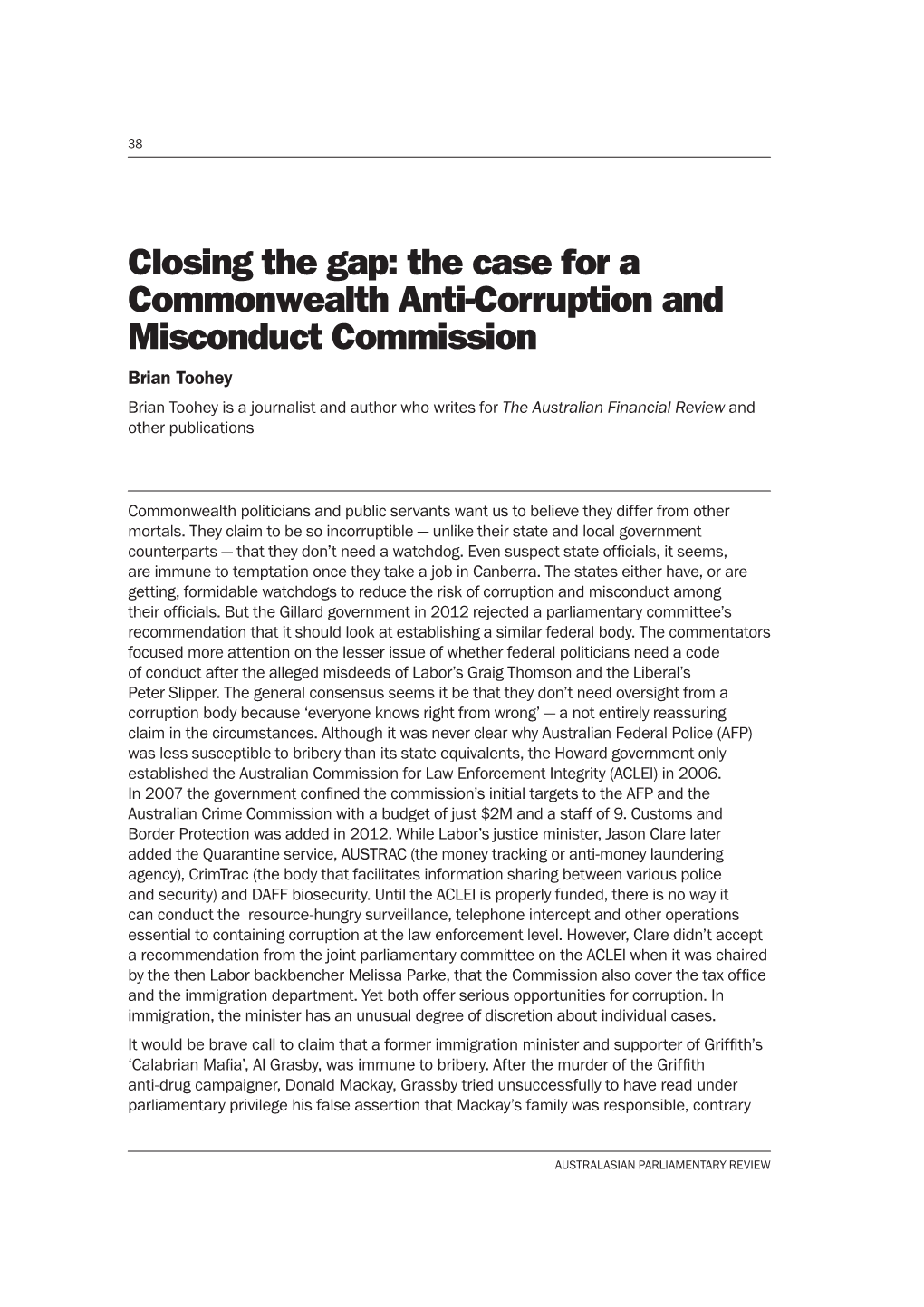 Closing the Gap: the Case for a Commonwealth Anti-Corruption