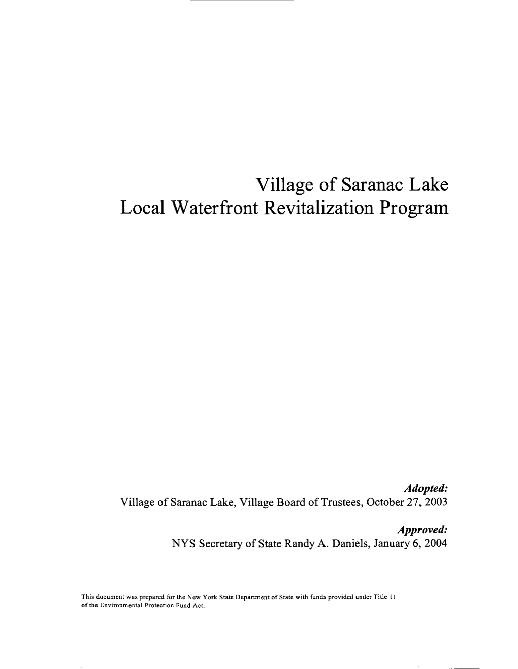 Village of Saranac Lake LWRP Policies