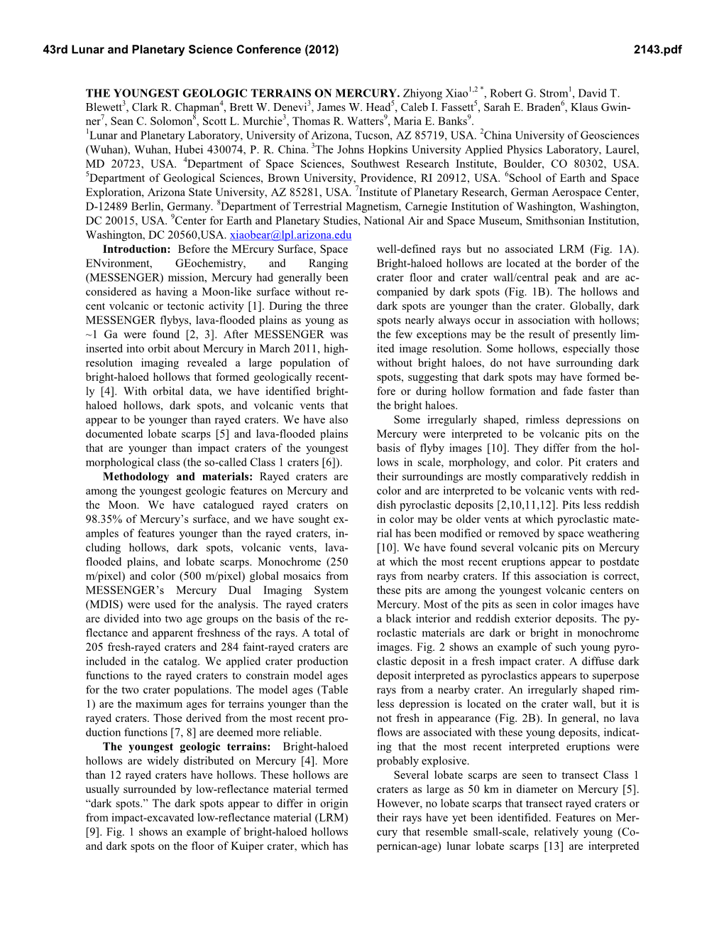 The Youngest Geologic Terrains on Mercury