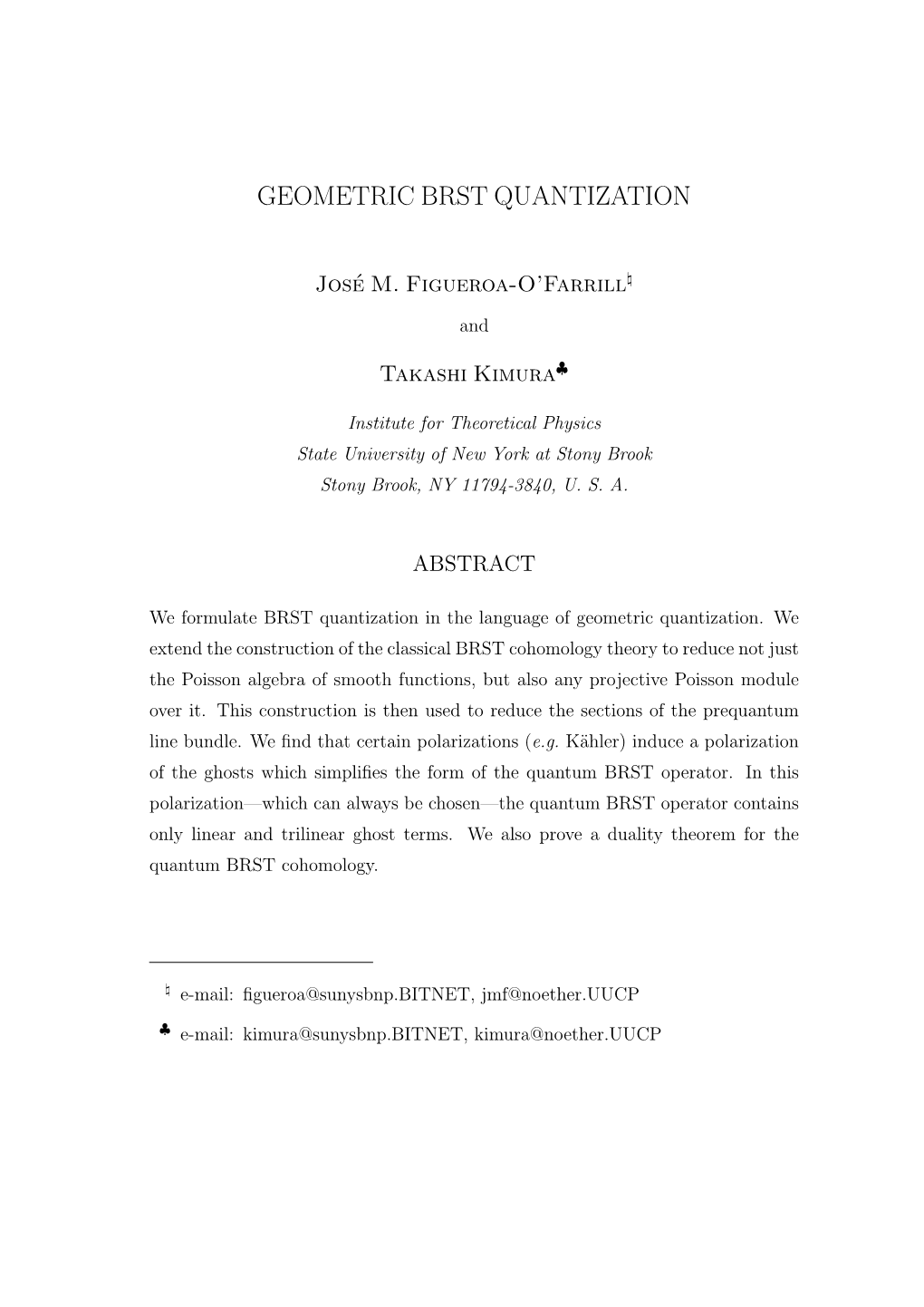 Geometric Brst Quantization