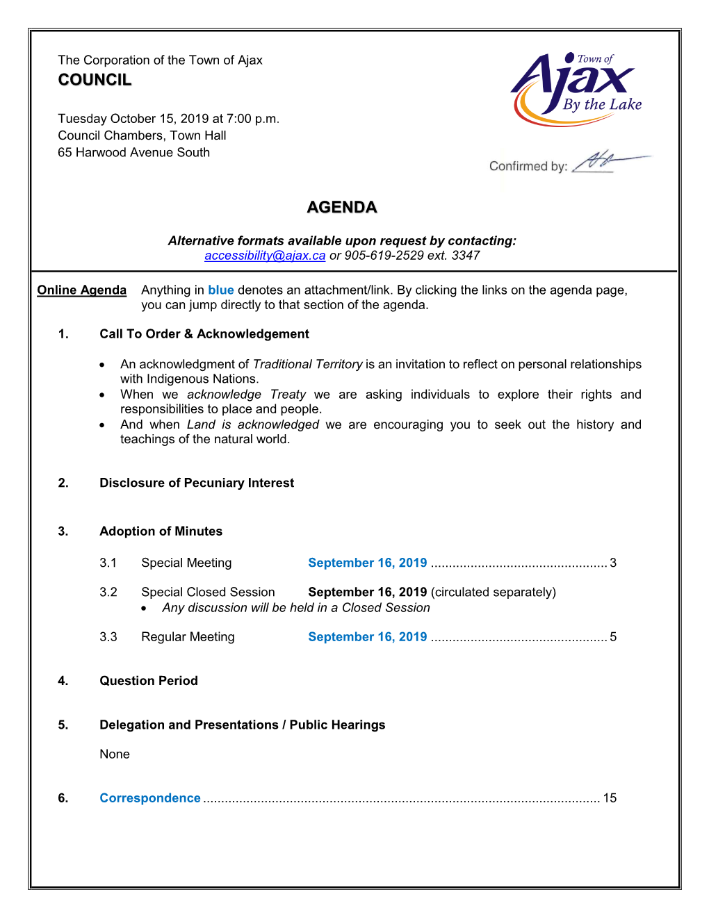 Council Agenda