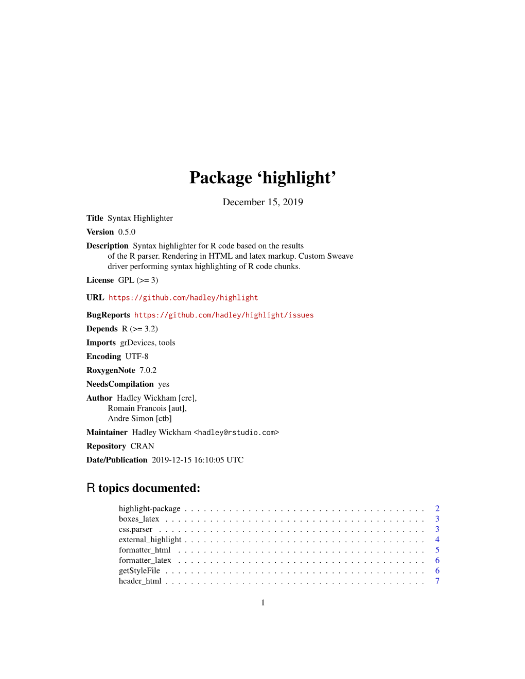 Package 'Highlight'