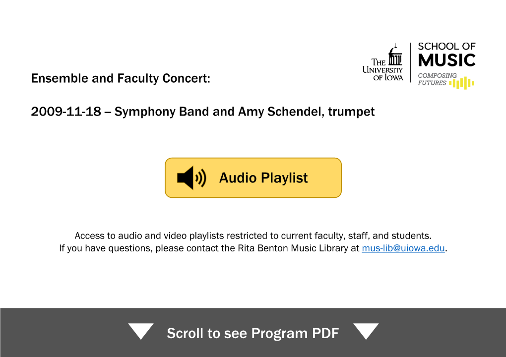 Audio Playlist Scroll to See Program