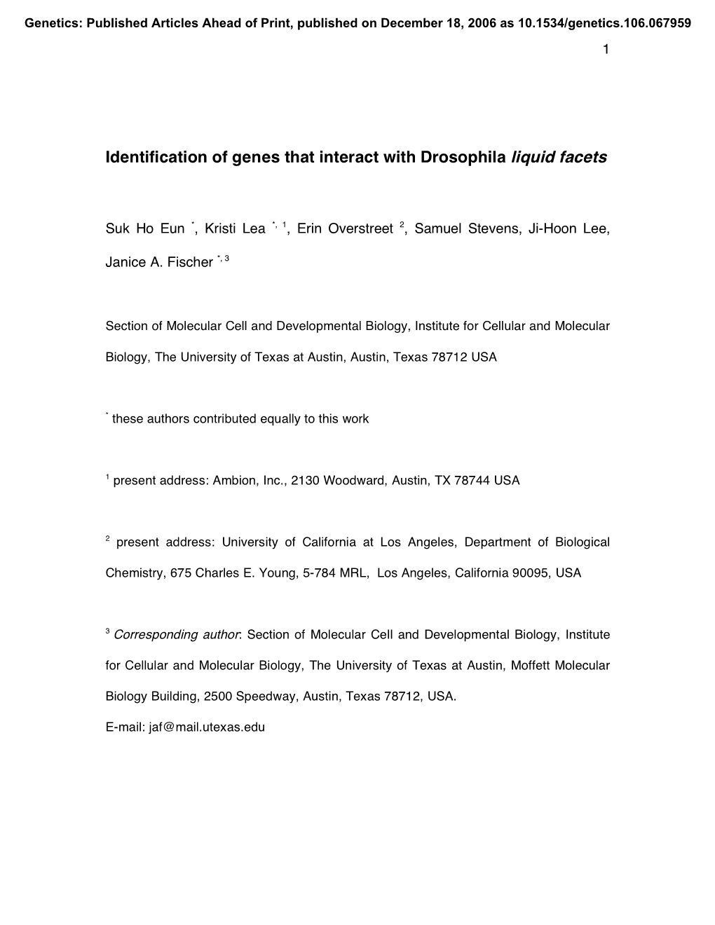 Identification of Genes That Interact with Drosophila Liquid Facets