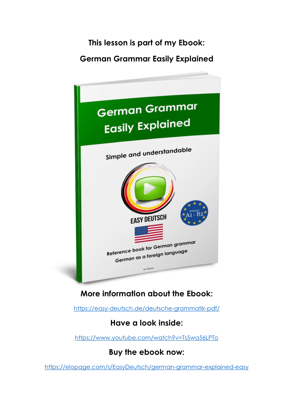 German Grammar Easily Explained More Information About the Ebook