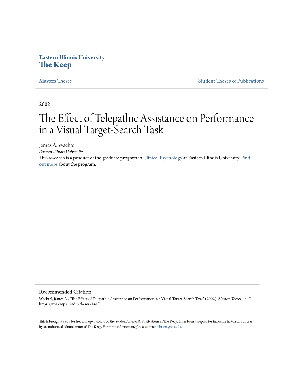 The Effect of Telepathic Assistance on Performance in a Visual Target-Search Task