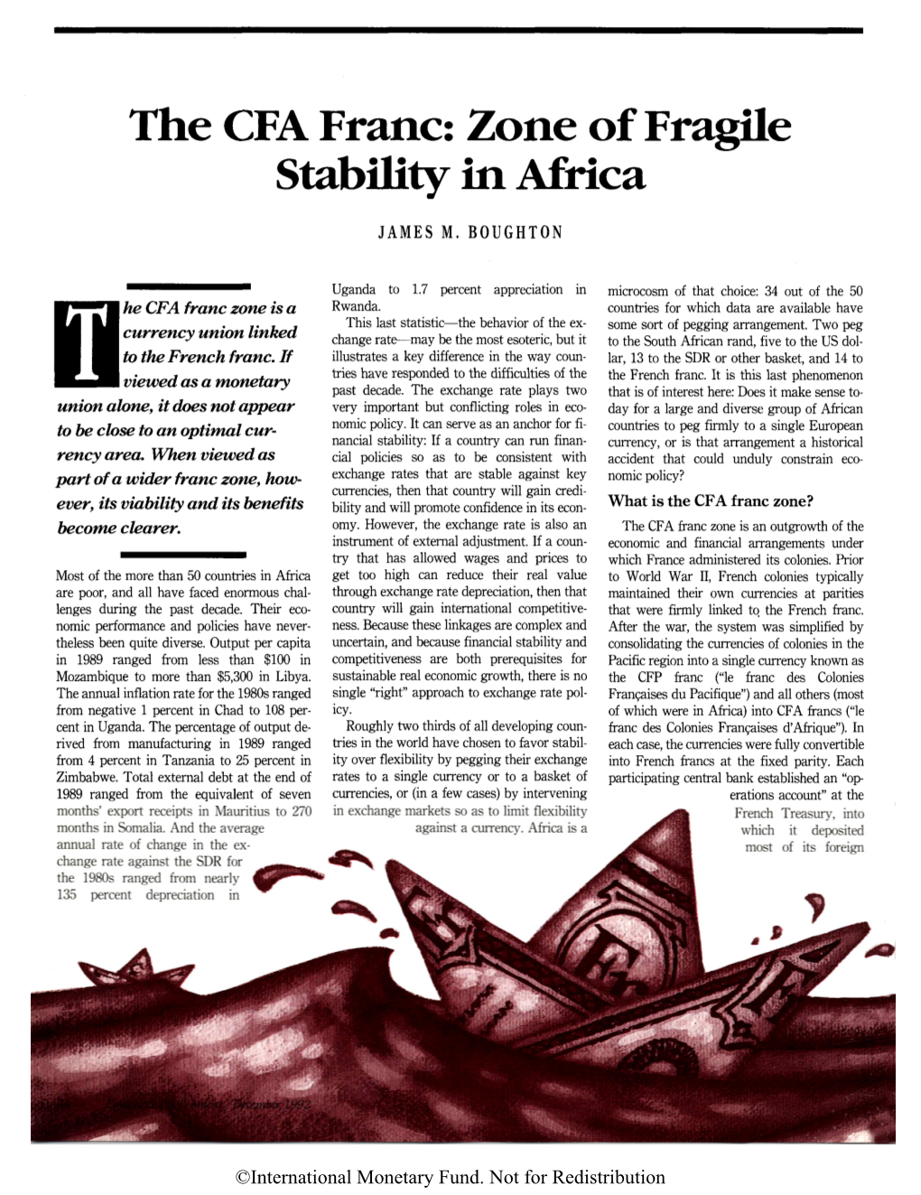 The CFA Franc: Zone of Fragile Stability in Africa