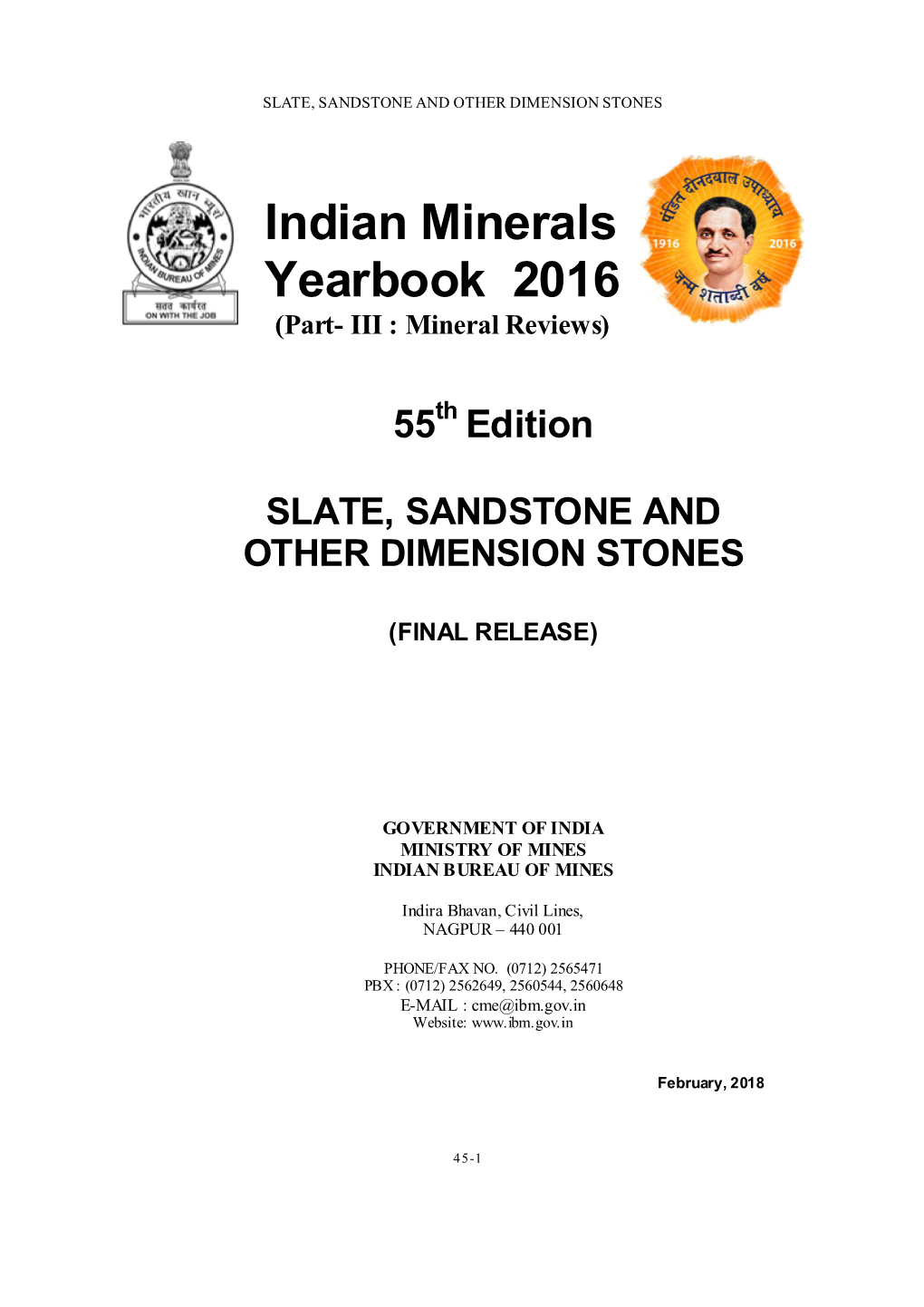 Indian Minerals Yearbook 2016