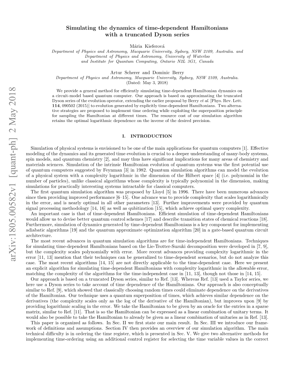 Arxiv:1805.00582V1 [Quant-Ph] 2 May 2018 Daai Loihs[9 N H Unu Prxmt Piiaina Optimization Approximate Quantum the Architecture