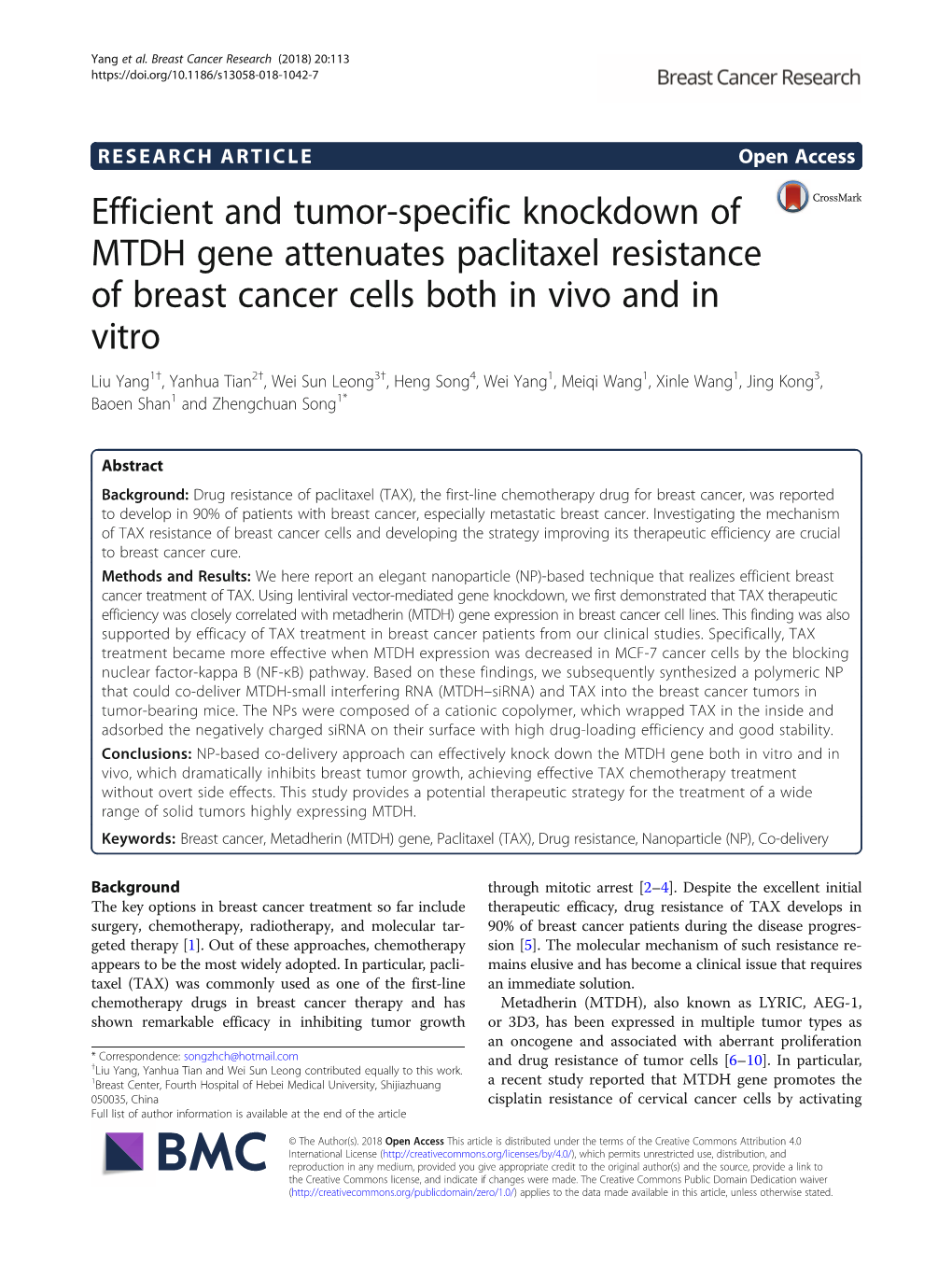 Efficient and Tumor-Specific Knockdown of MTDH Gene