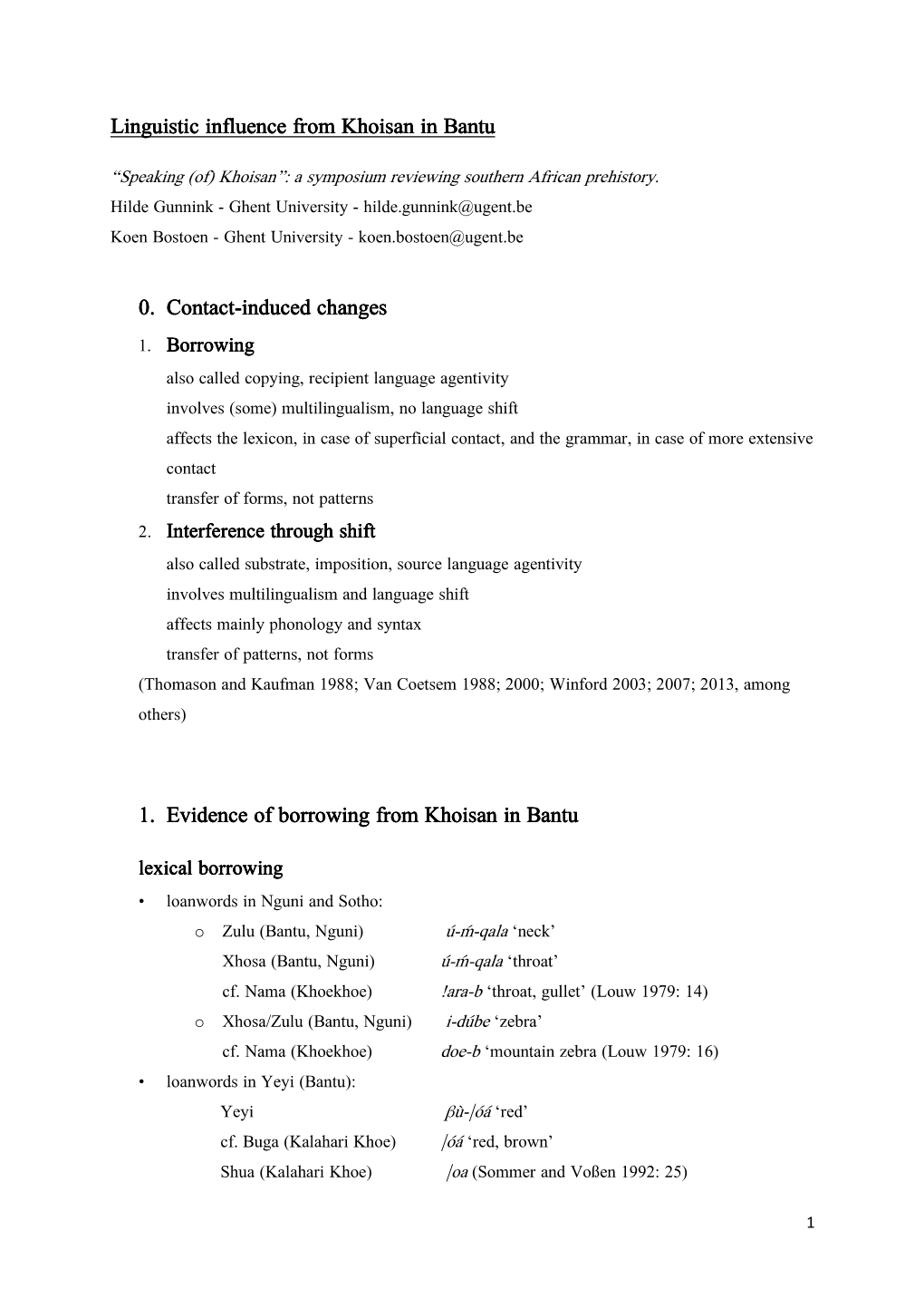 Handout Linguistic Substrate in Bantu