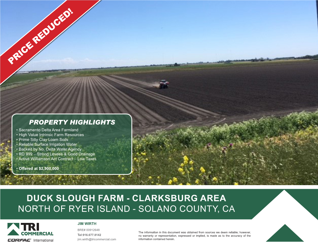 Duck Slough Farm - Clarksburg Area North of Ryer Island - Solano County, Ca