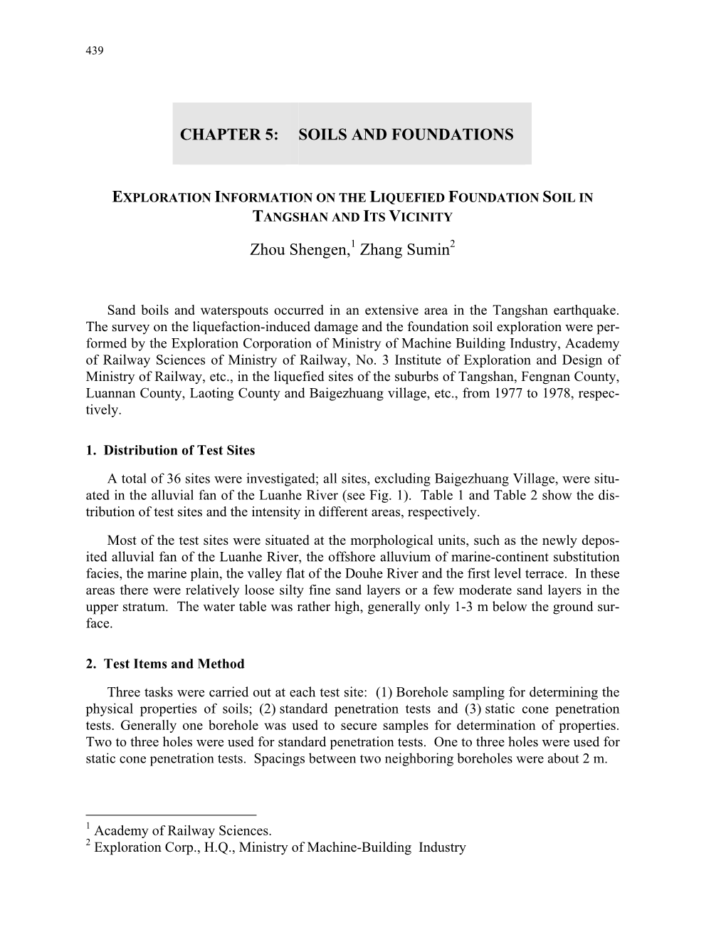 CHAPTER 5: SOILS and FOUNDATIONS Zhou Shengen,1 Zhang Sumin2