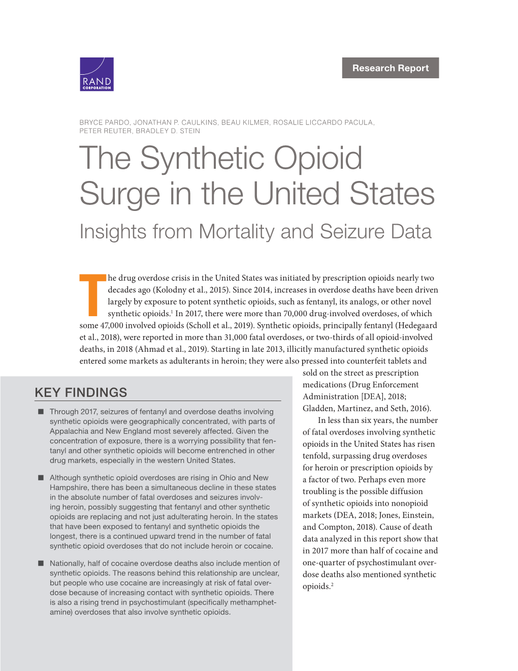 The Synthetic Opioid Surge in the United States Insights from Mortality and Seizure Data