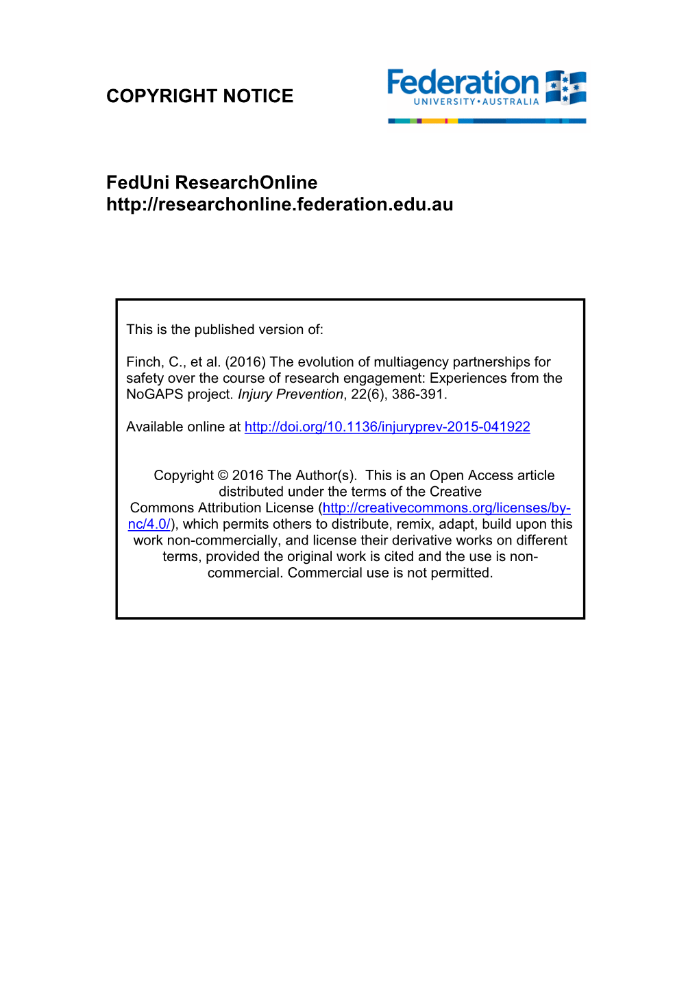 COPYRIGHT NOTICE Feduni Researchonline Http