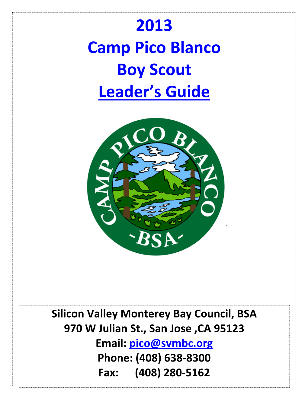 Pico Blanco Scout Reservation Emergency Procedures